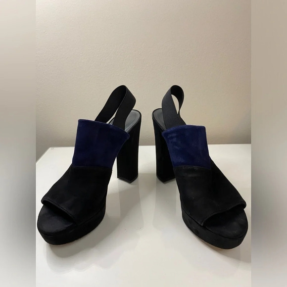 Stuart Weitzman Platform Slingback Suede  Heels - Picture 3 of 10